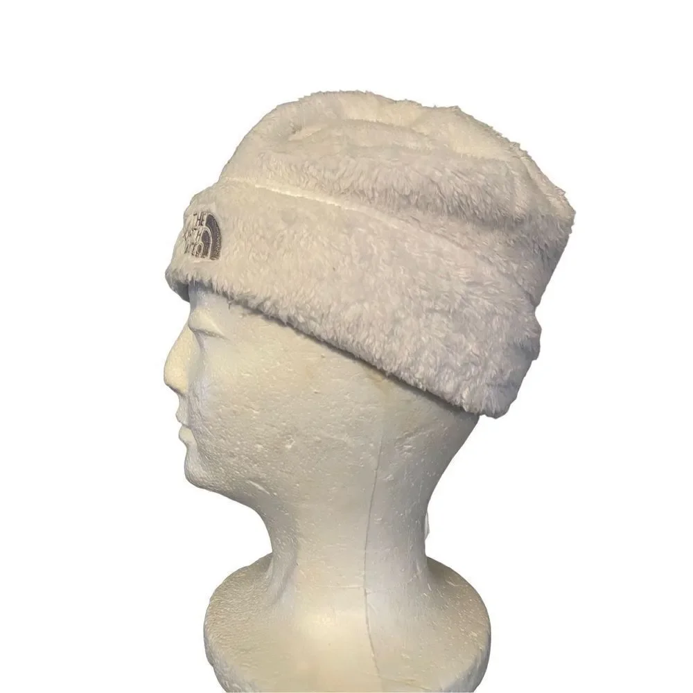 The North Face Denali white fuzzy Thermal Beanie girls